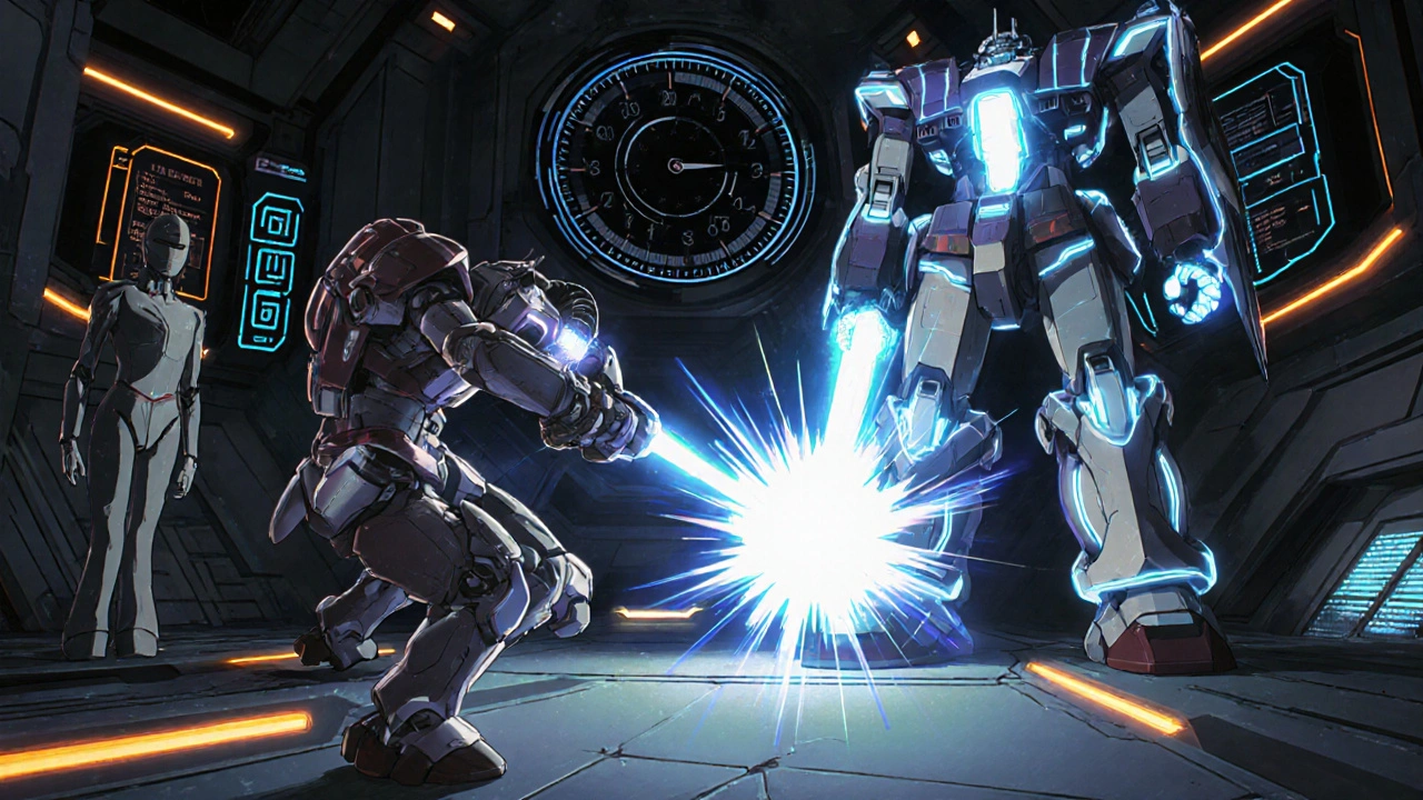 Zudena robot launching fast energy burst beside long‑lasting Cialis robot.