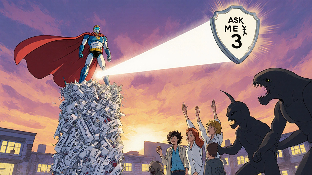 A heroic pharmacist in a data-cape shields patients from dangerous drug interactions.