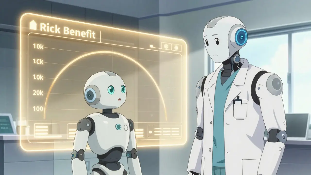 Patient and doctor robots reviewing health data together