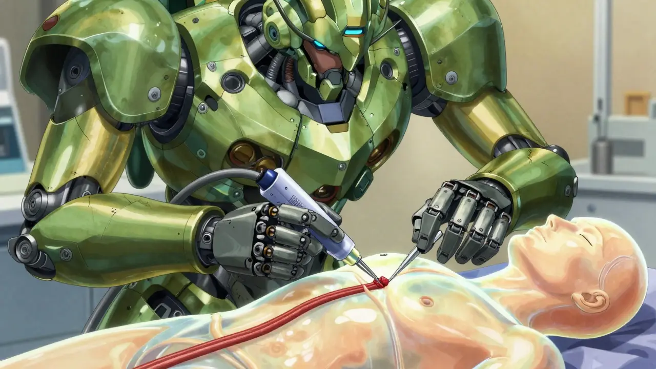 Heroic medical robot repairing a blocked artery with light