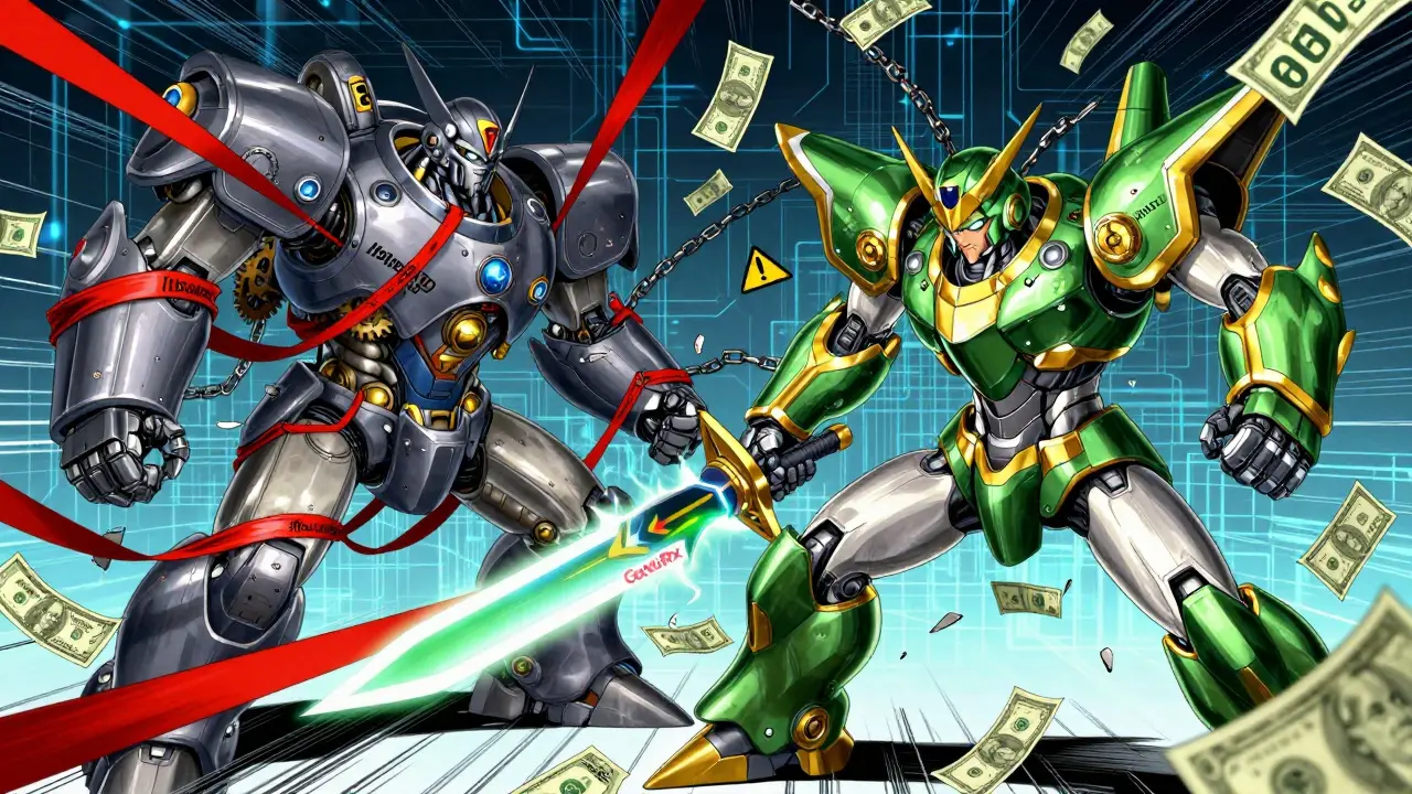 Mecha battle: Discount robot cutting through insurance costs