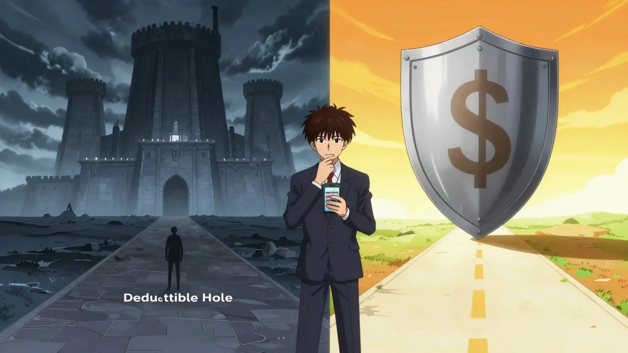Protagonist choosing between savings and deductible risks