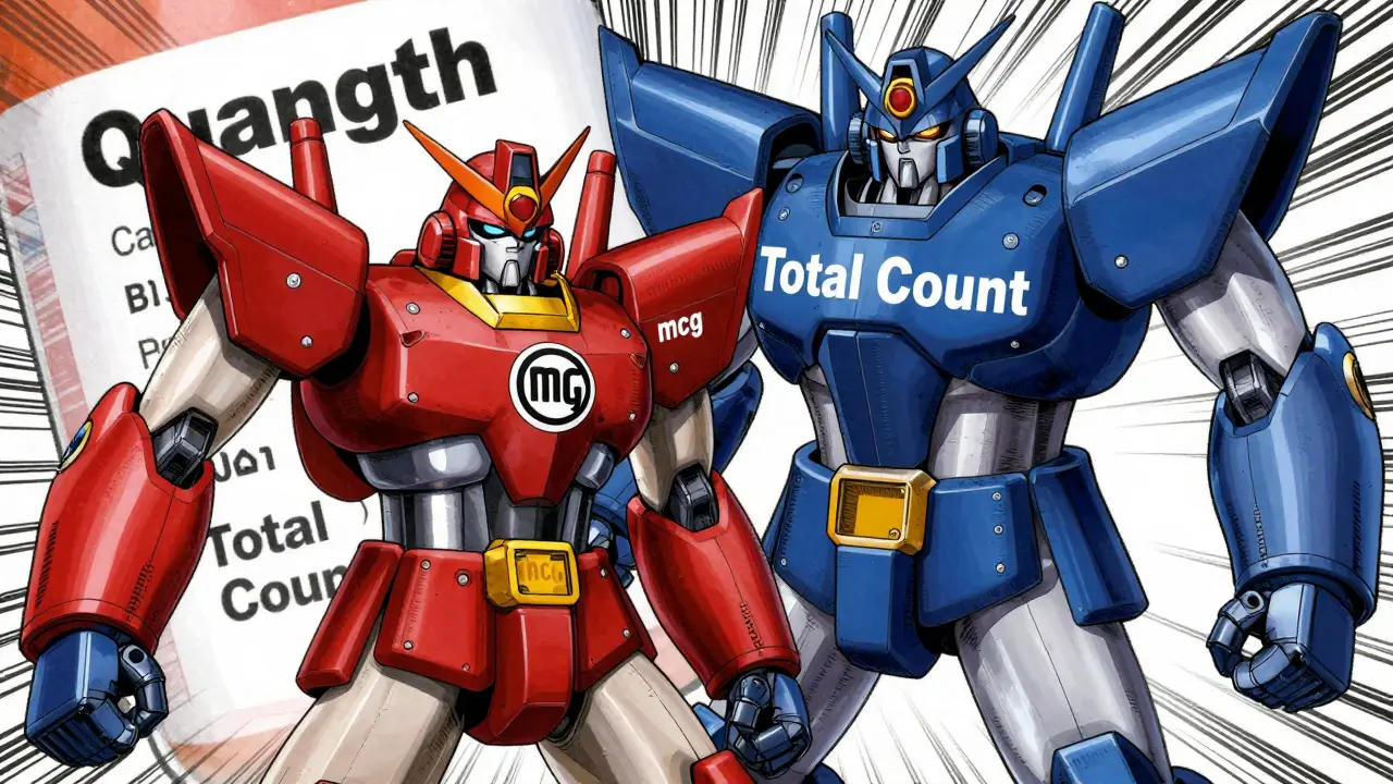 Robotic figures representing drug strength vs quantity in a standoff