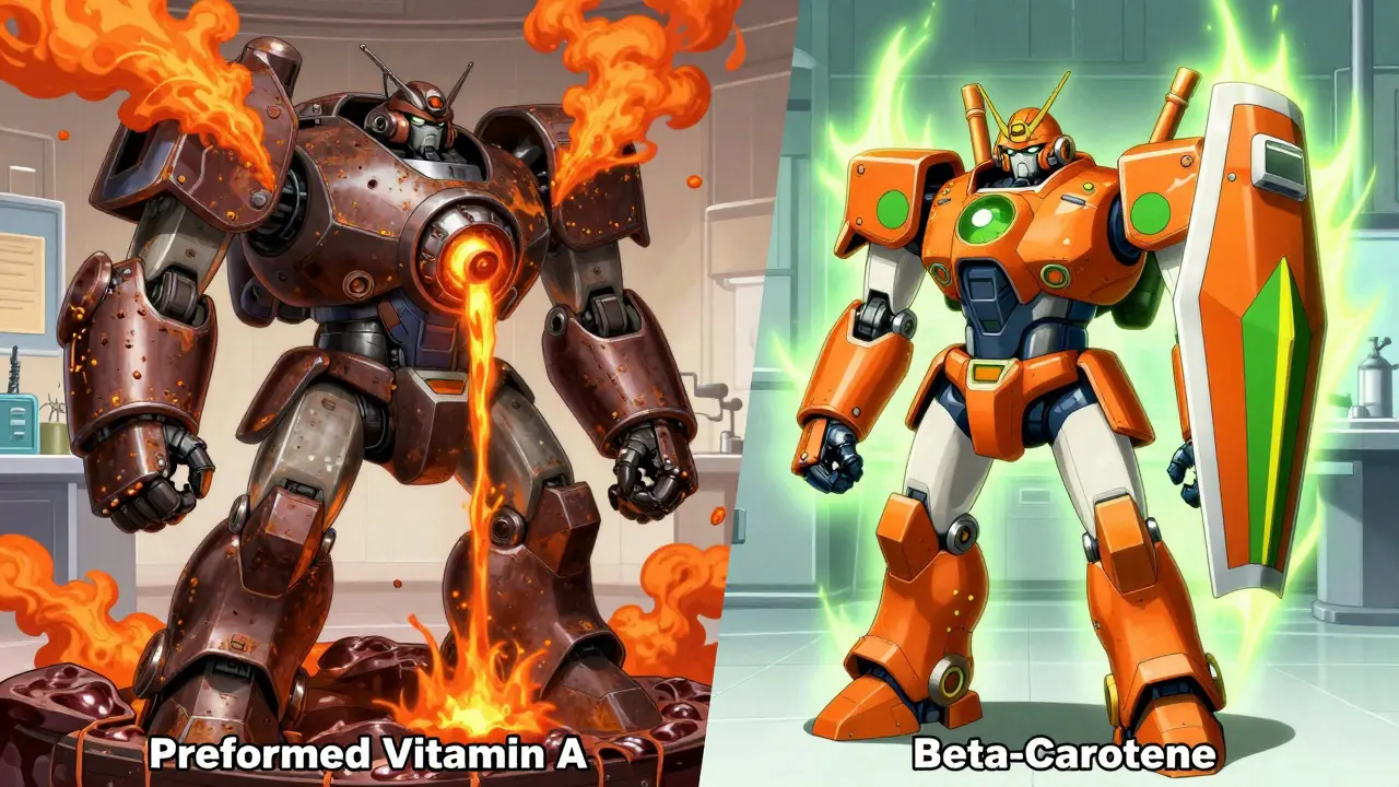 Split view of heavy industrial robot versus agile scout robot in lab